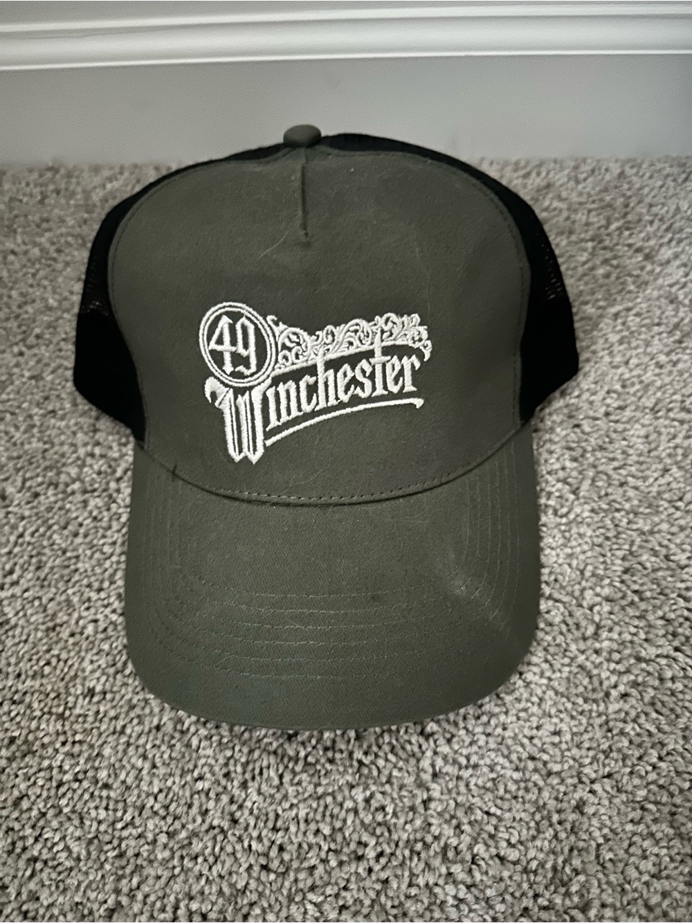 49 Winchester Embroidered Trucker Hat - Olive & Black